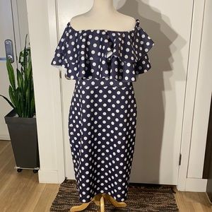Polka dot off shoulder dress